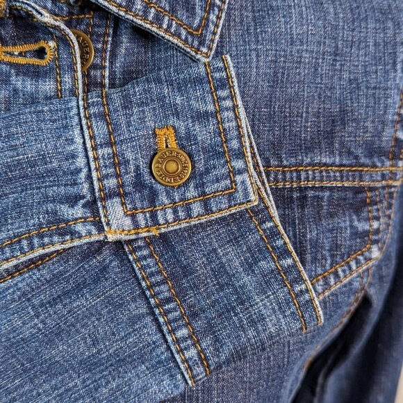 EDDIE BAUER Classic Four Pocket Mid Length Jean Jacket Medium Wash Size Small - Picture 8 of 13